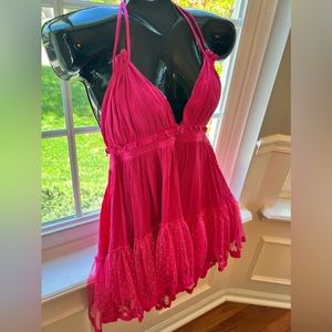 SUNDRESS pink tiered lace sundress by R. Vivimos medium NWOT